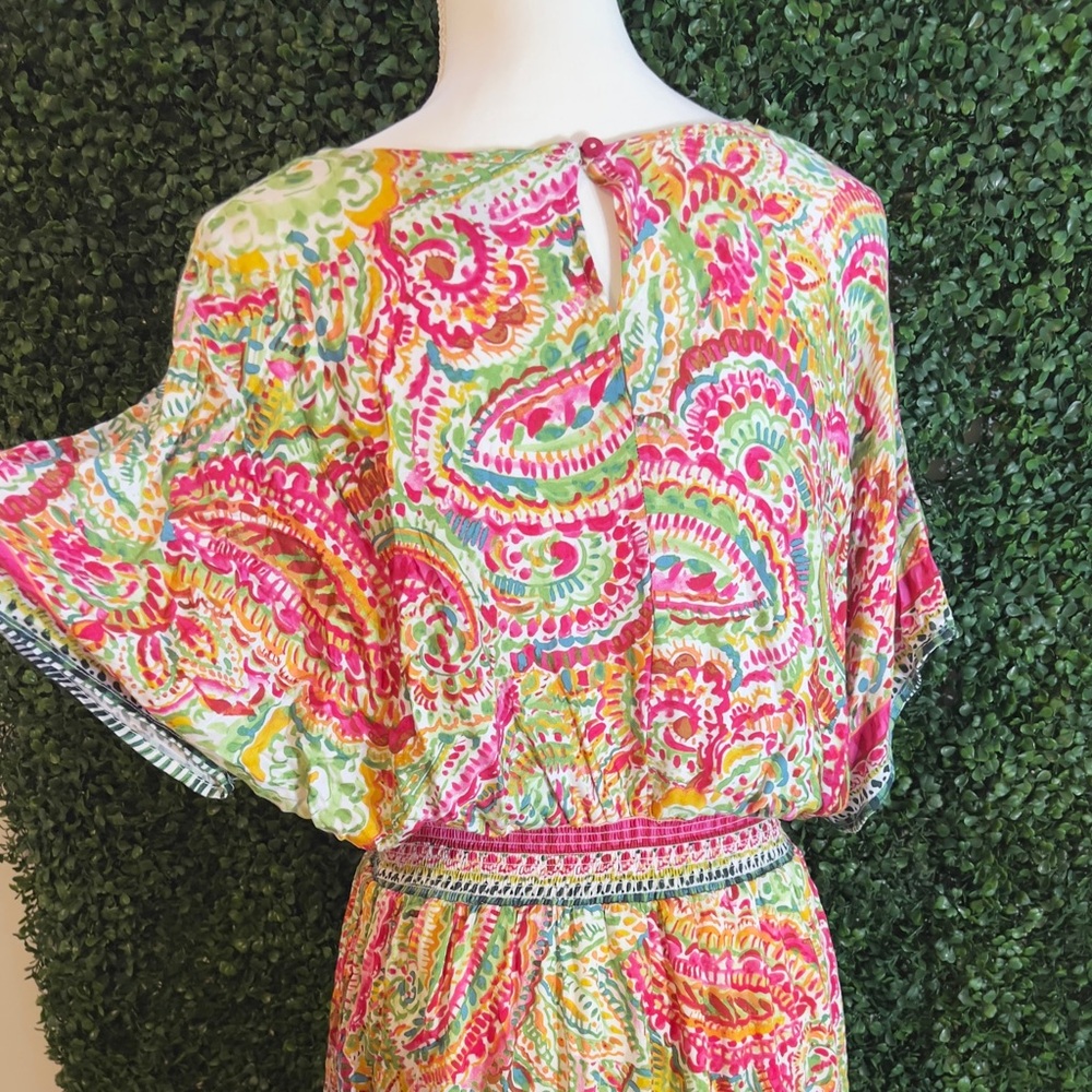 EUC! Tribal Brand mini dress in vibrant paisley-like pattern! Size Medium! - Picture 5 of 12